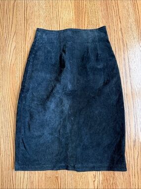 Vintage black suede leather pencil skirt size 4